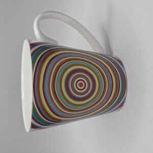 CARIBOU COFFEE PSYCHEDELIC MUG MULTI COLORED RINGS I'M NAKED COVER ME